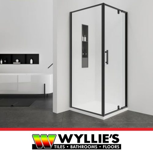 Wyllie Justina Matt Black Shower Screen 900x900